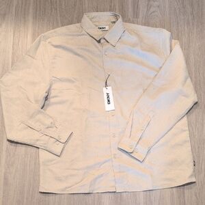 DKNY Men's Light Tan Button Down Shirt